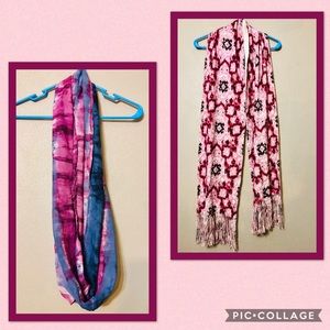 2 pink scarves